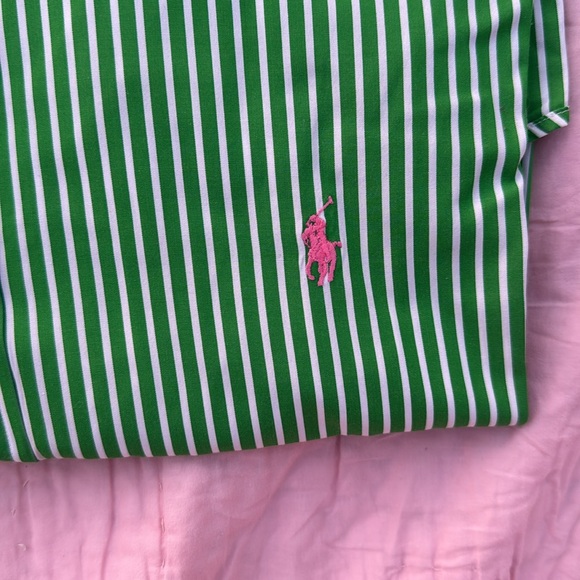 Ralph Lauren custom fit men’s XXL long sleeve green white striped with pink - Picture 3 of 7